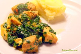 kip met groene peper en wilde spinazie