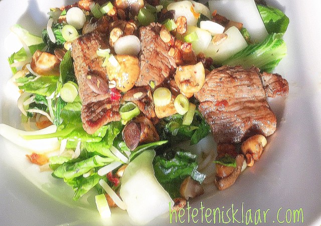 biefstuk en champignons teriyaki